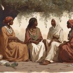 women guiding biblical figures