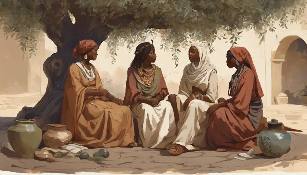 women guiding biblical figures