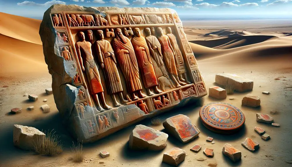 ancient artifacts with red pigmentation