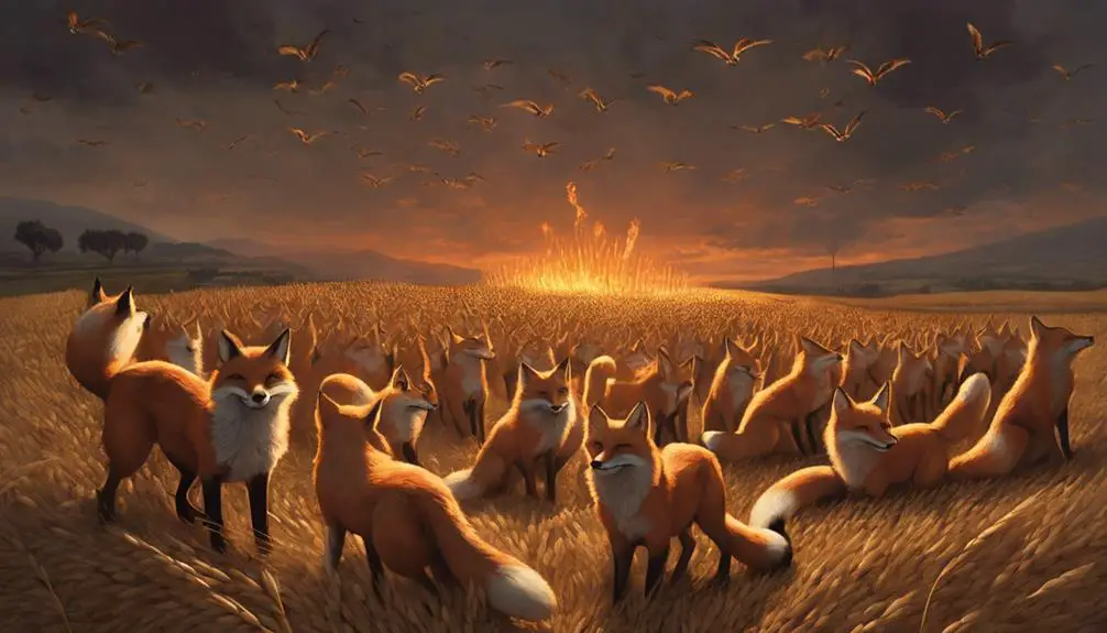 burning foxes destroy fields